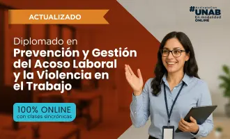 Banner del diplomado relacionado  sobre prevención de acoso y violencia en el trabajo.
