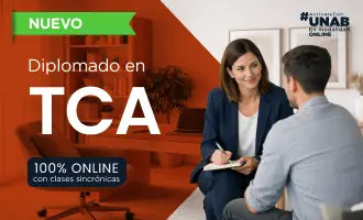 Card del programa relacionado Diplomado en Intervención en los Trastornos de la Conducta Alimentaria, ilustrada con una consulta terapéutica cálida con sofá, cojines y elementos decorativos neutros; aparece como opción complementaria de intervención psicológica.